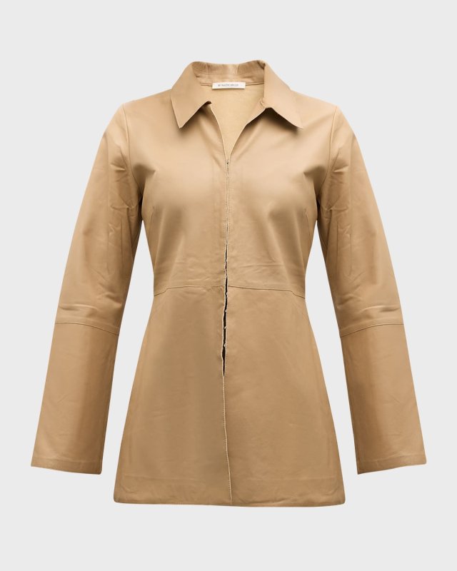 Alleys Hook-&-Eye Leather Shirt